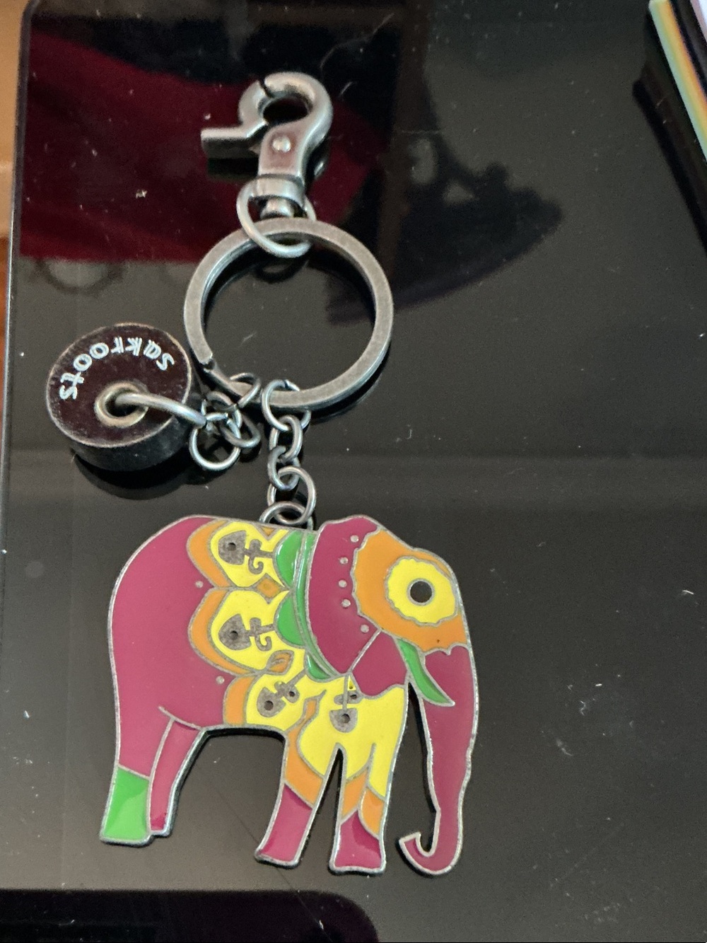 Sakroots Pink Yellow Green Elephant Keychain